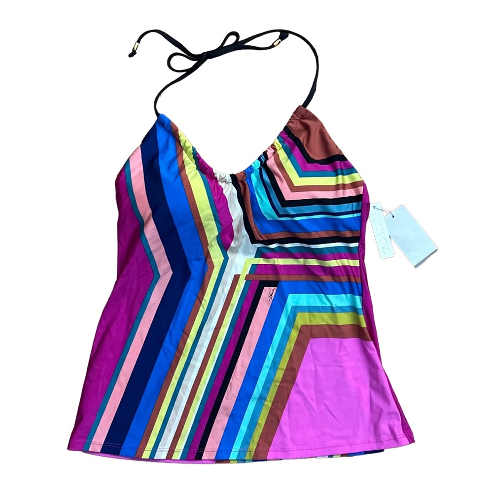Trina Turk Illusions Stripe Tankini Swim Top Size 6 NWT